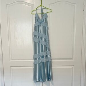 Kiss Prom Elegant Light Blue Ruffled Maxi Dress